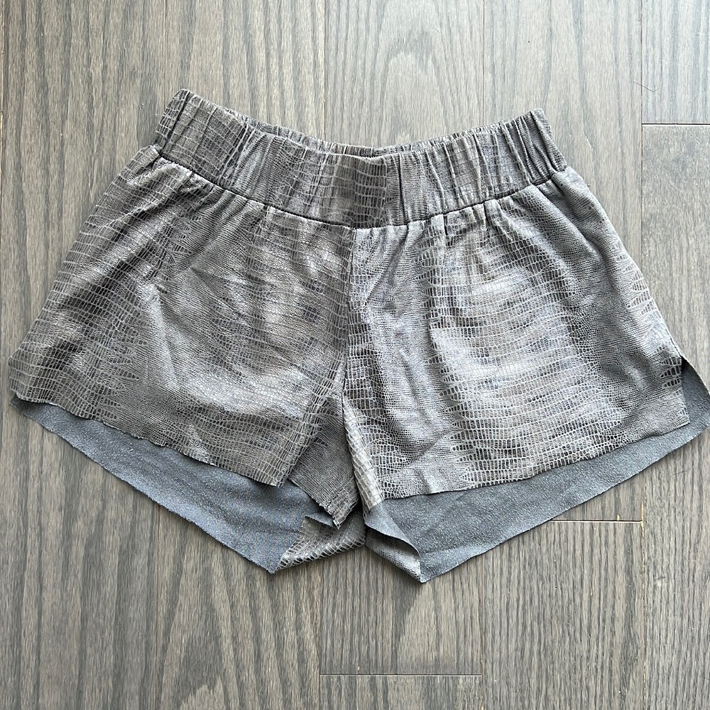 Faux-suede grey “snakeskin” shorts, size XS